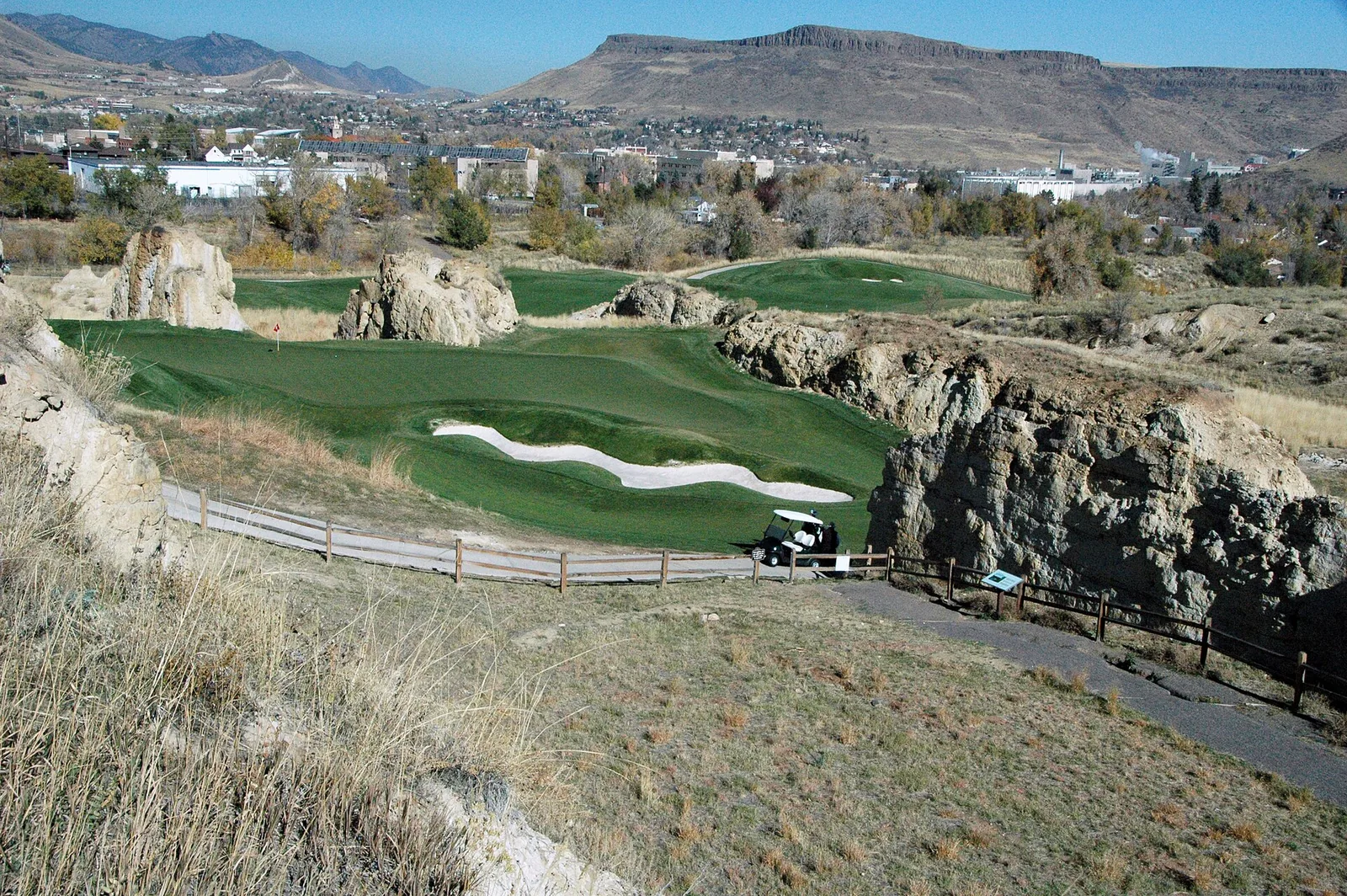 The sandstone landscape at Fossil Trace Golf Course in Golden, Colorado.
