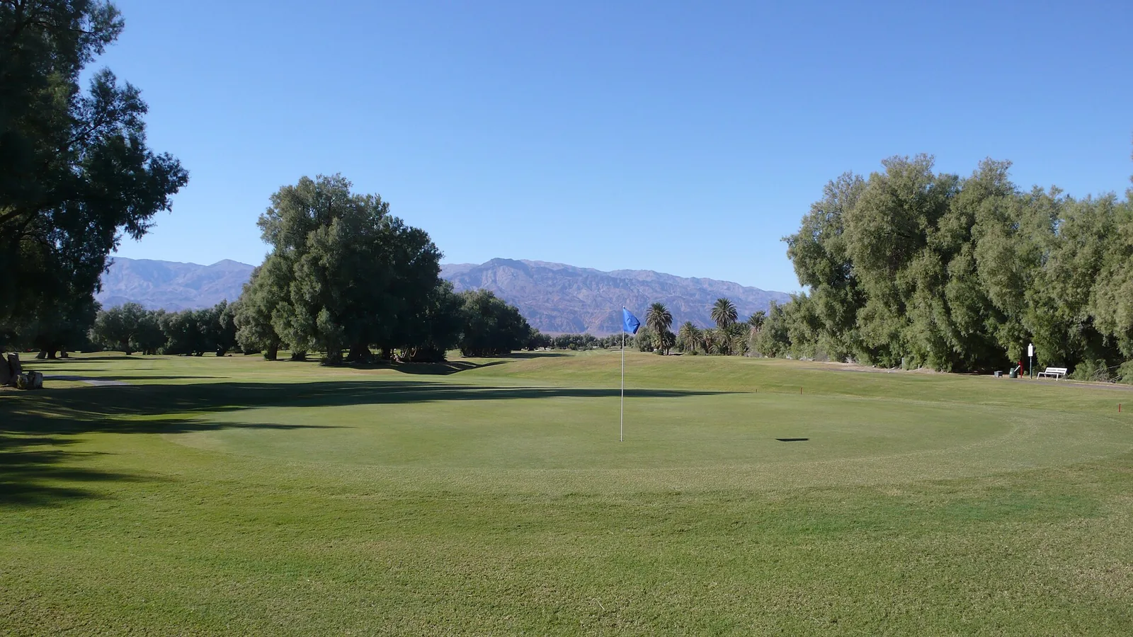 Furnace Creek’s golf course in the Death Valley landscape.